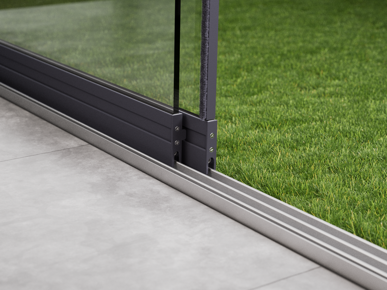 Glazen Schuifwand | 3-Rail | 2x98cm | Tot 1940mm Breed - Antraciet - KingGlass NL