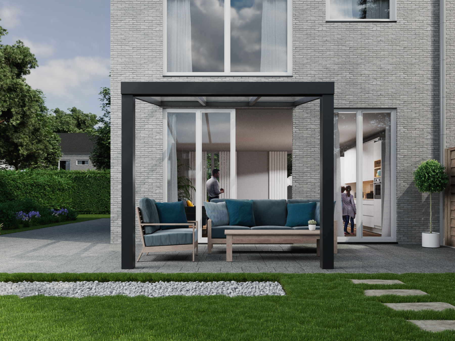 Veranda 3.06 m | Polycarbonaat - Zwart / 2500 mm - KingGlass NL