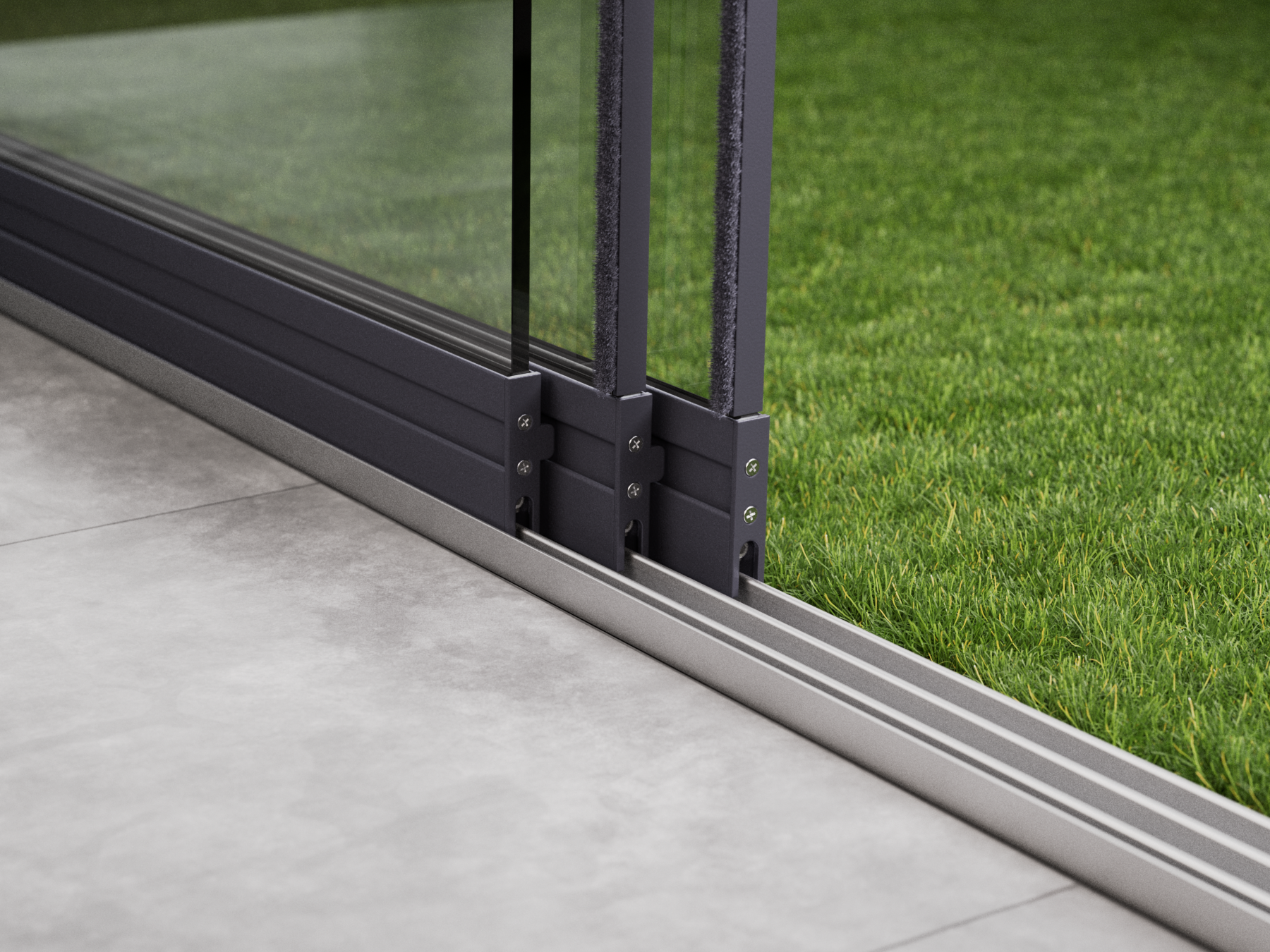 Glazen Schuifwand | 3-Rail | 3x98cm | Tot 2900mm Breed - Antraciet - KingGlass NL