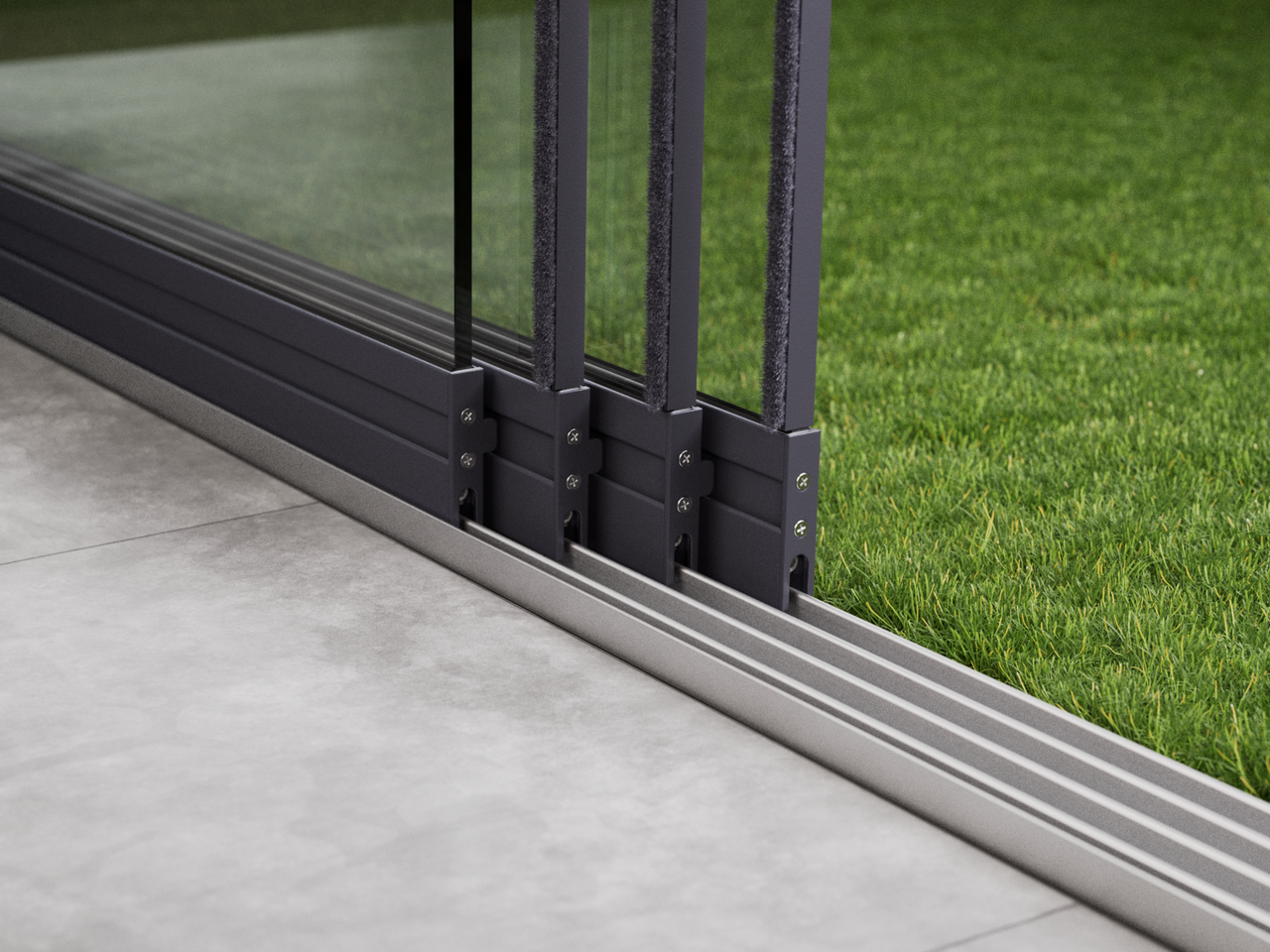 Glazen Schuifwand | 4-Rail | 4x98cm | Tot 3860mm Breed - Antraciet - KingGlass NL