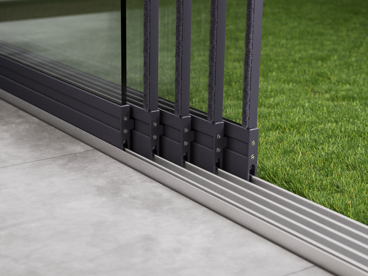 Glazen Schuifwand | 5-Rail | 5x98cm | Tot 4820mm Breed - Antraciet - KingGlass NL