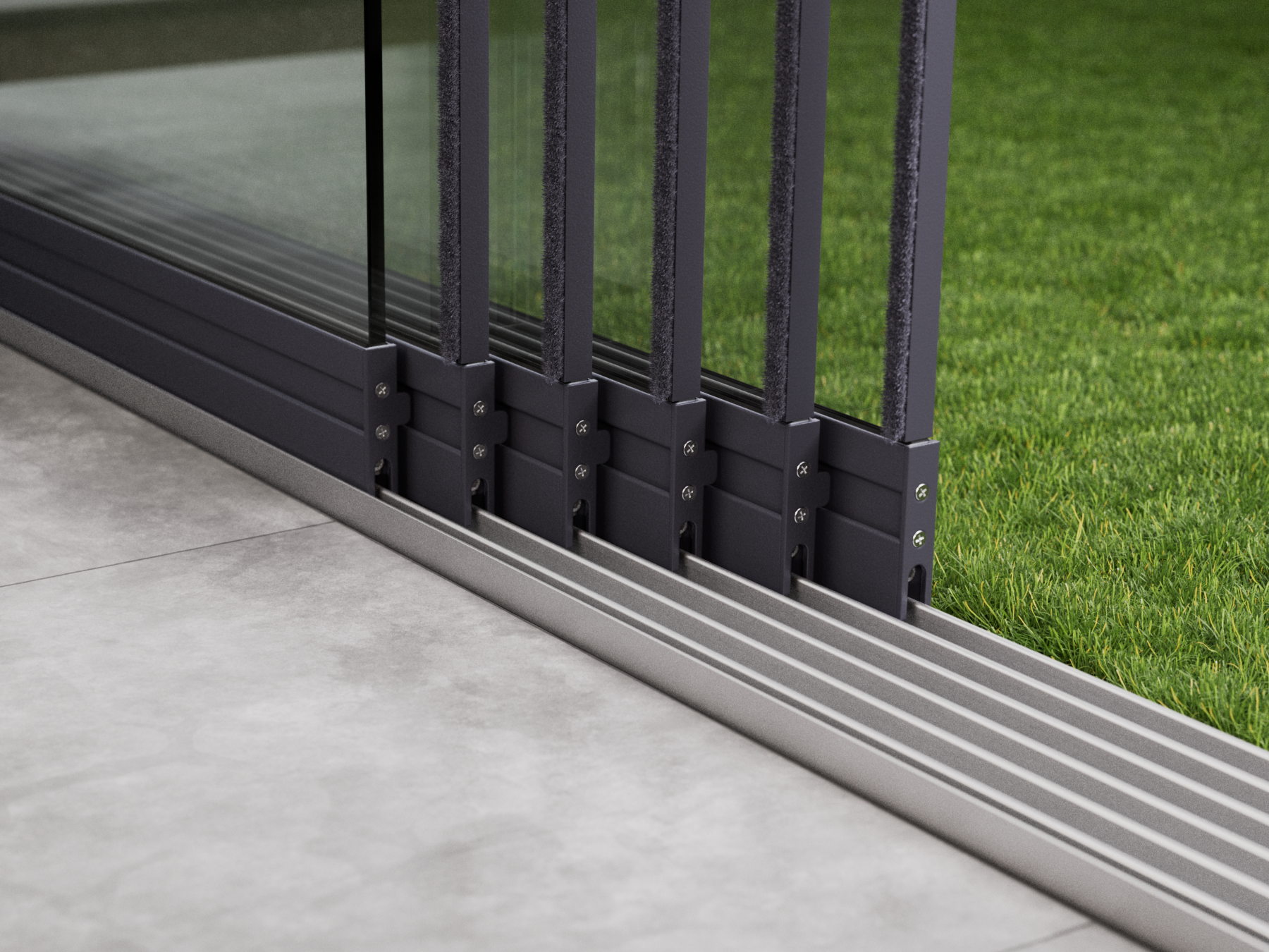 Glazen Schuifwand | 6-Rail | 6x98cm | Tot 5780mm Breed - Antraciet - KingGlass NL