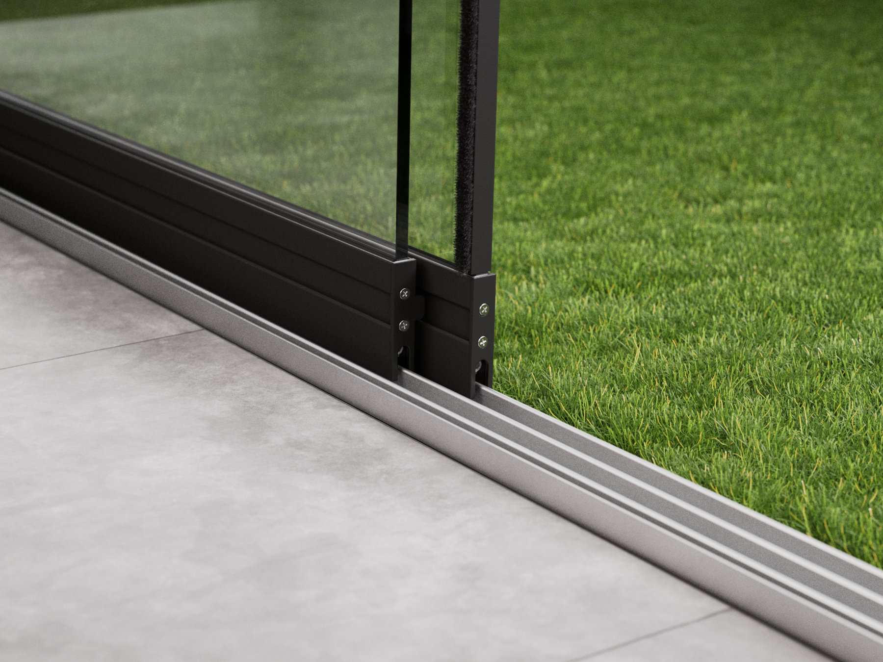 Glazen Schuifwand | 3-Rail | 2x98cm | Tot 1940mm Breed - Zwart - KingGlass NL