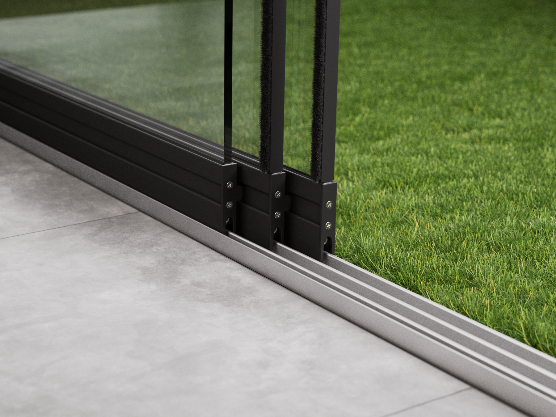 Glazen Schuifwand | 3-Rail | 3x98cm | Tot 2900mm Breed - Zwart - KingGlass NL