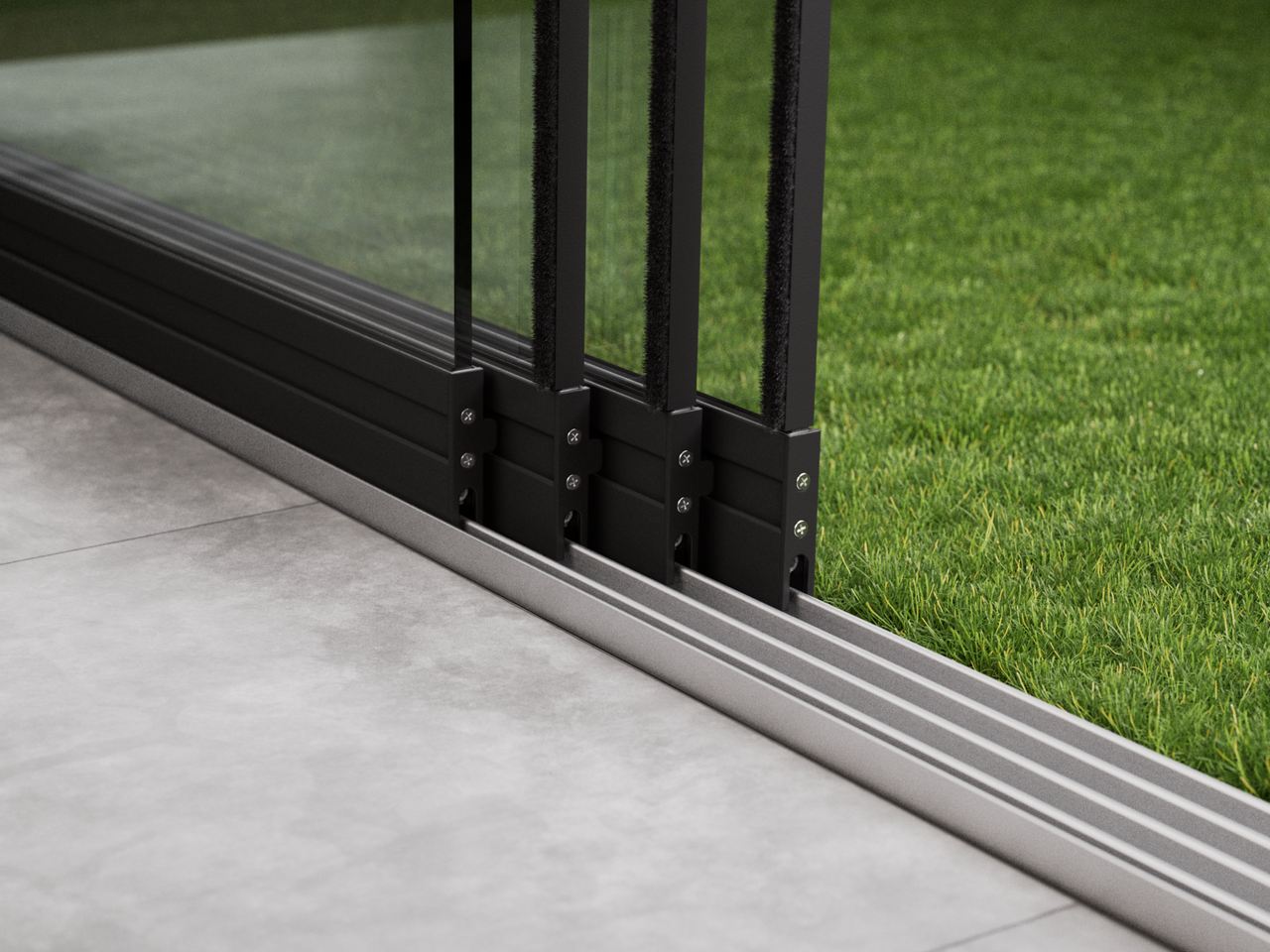 Glazen Schuifwand | 4-Rail | 4x98cm | Tot 3860mm Breed - Zwart - KingGlass NL