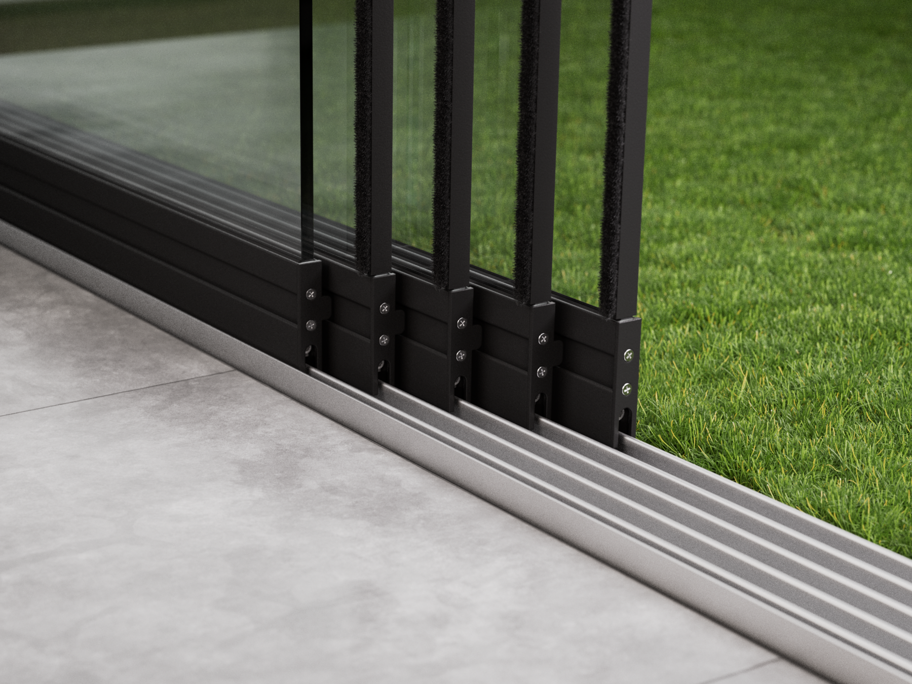 Glazen Schuifwand | 5-Rail | 5x98cm | Tot 4820mm Breed - Zwart - KingGlass NL