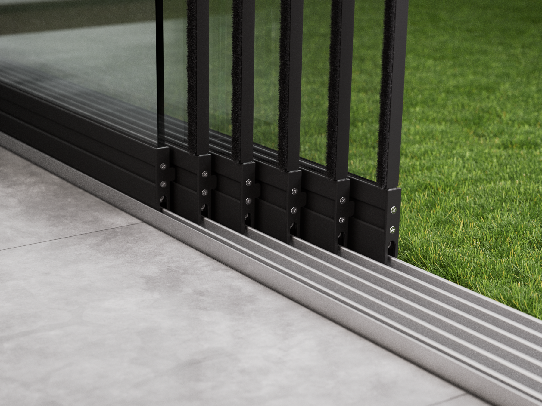 Glazen Schuifwand | 6-Rail | 6x98cm | Tot 5780mm Breed - Zwart - KingGlass NL
