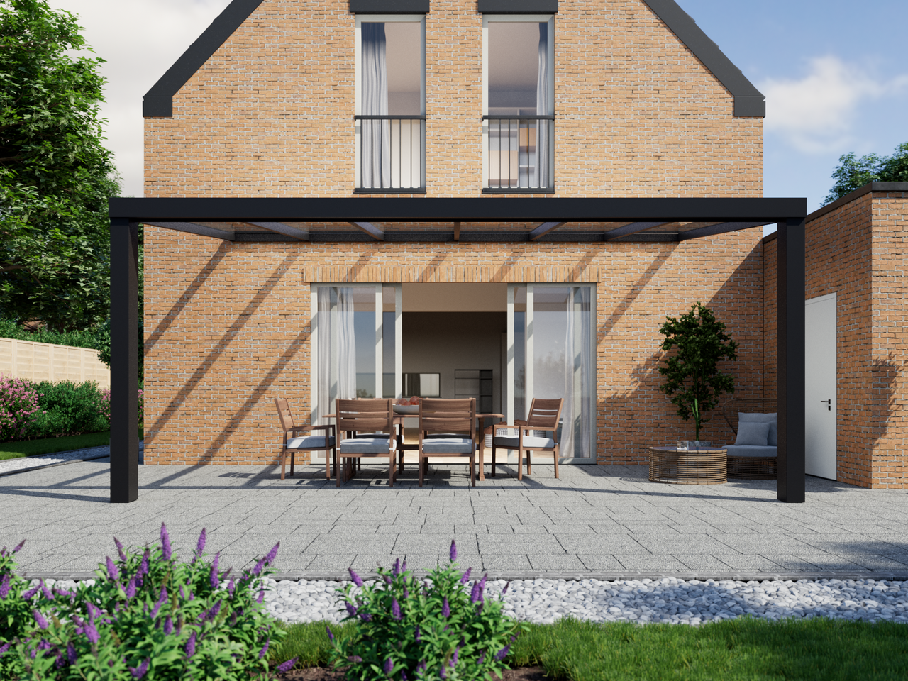 Veranda 6.06 m | Polycarbonaat - Zwart / 2500 mm - KingGlass NL