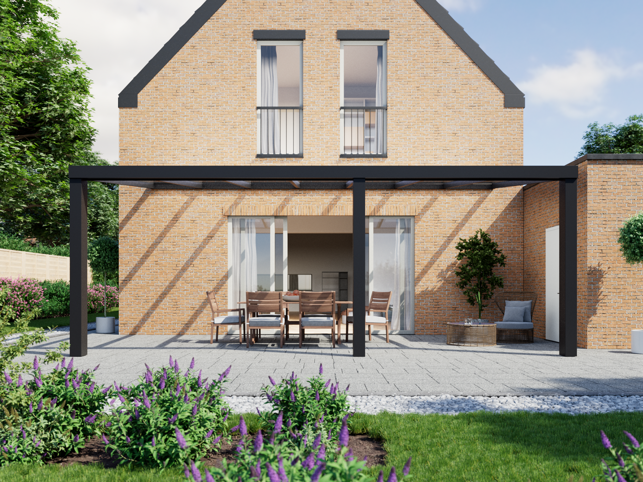 Veranda 7.06 m | Polycarbonaat - Zwart / 2500 mm - KingGlass NL