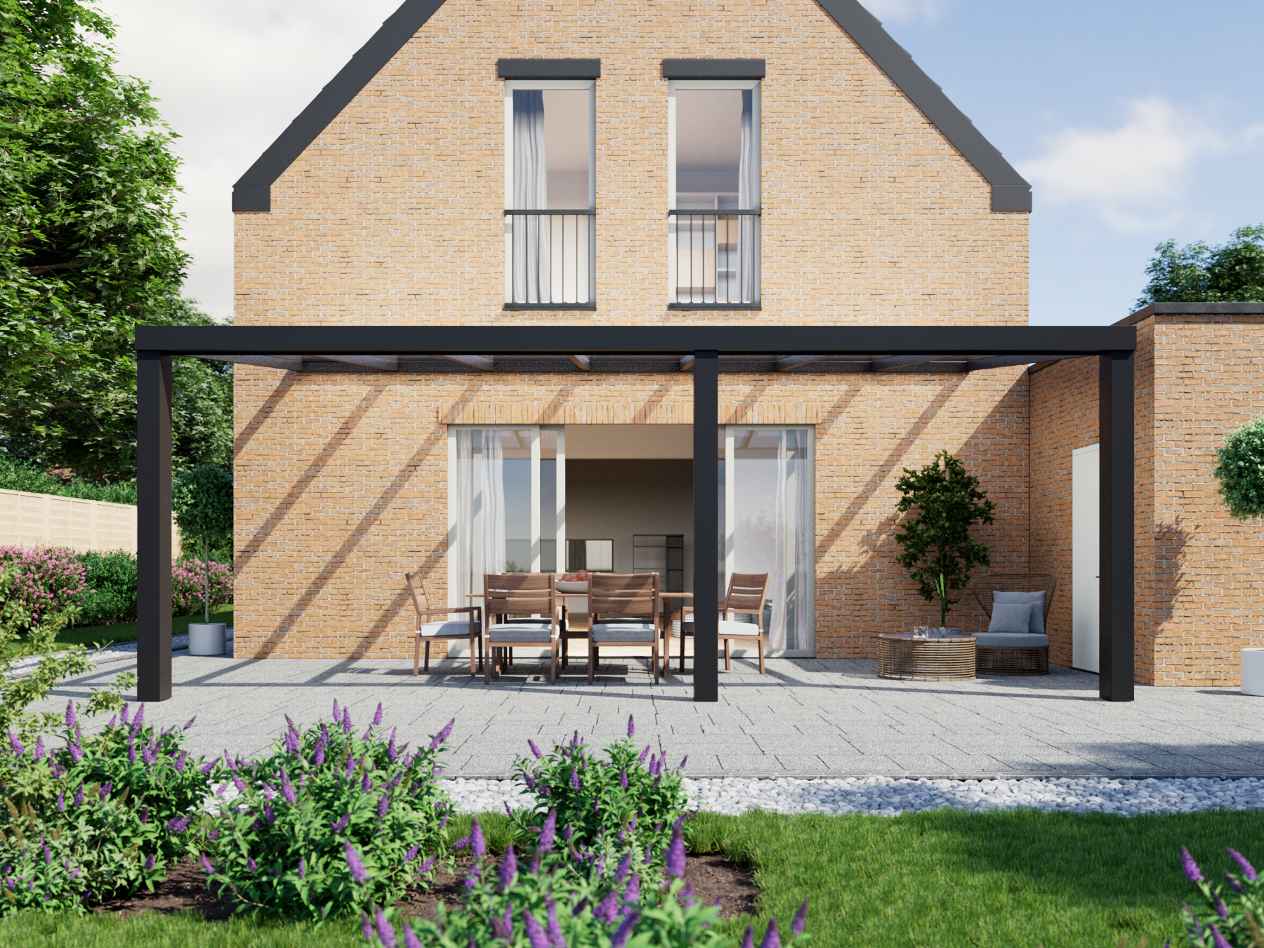 Veranda 7.06 m | Polycarbonaat - Zwart / 2500 mm - KingGlass NL