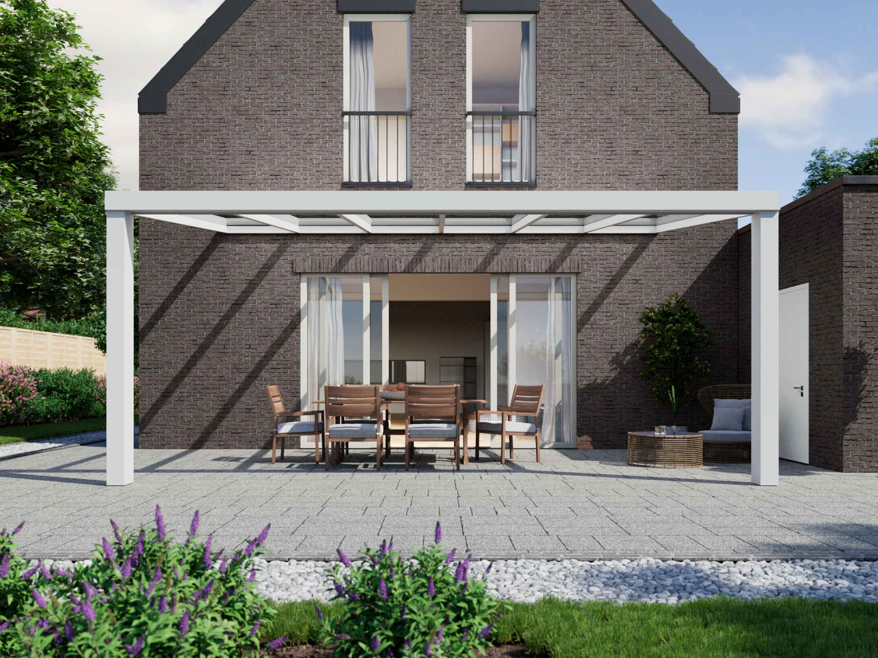 Veranda 6.06 m | Polycarbonaat - Wit / 2500 mm - KingGlass NL