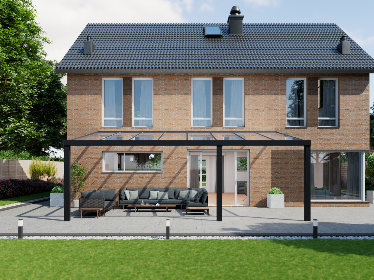 Veranda 8.06 m | Polycarbonaat - Zwart / 2500 mm - KingGlass NL