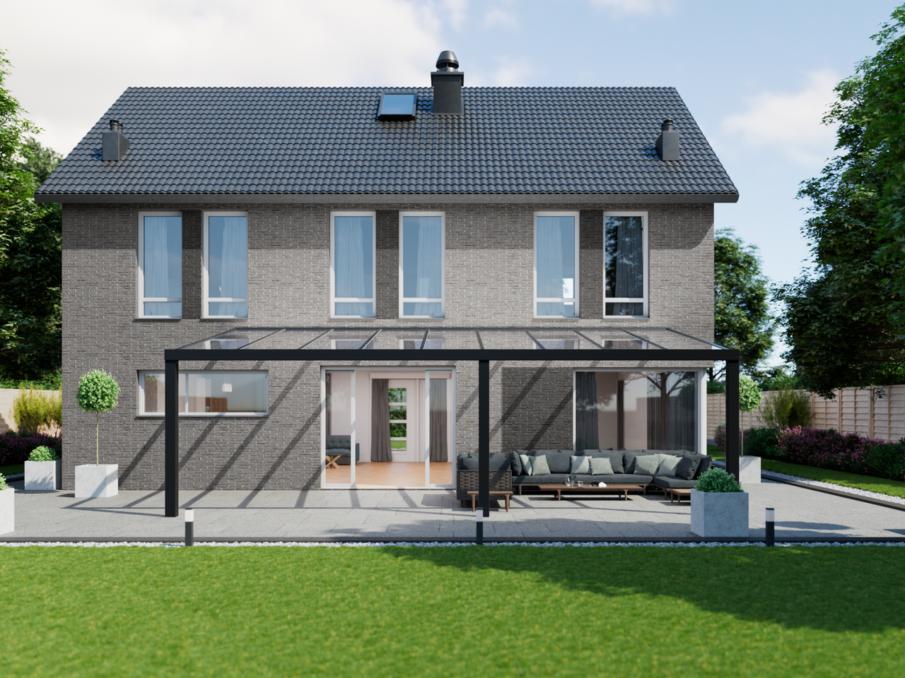 Veranda 9.06 m | Polycarbonaat - Zwart / 2500 mm - KingGlass NL