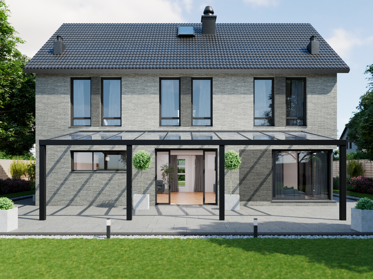 Veranda 10.06 m | Polycarbonaat - Zwart / 2500 mm - KingGlass NL