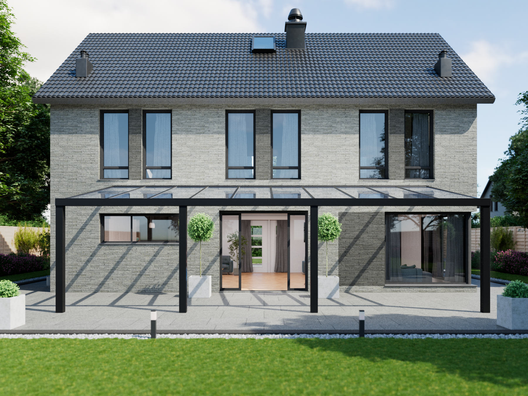 Veranda 10.06 m | Polycarbonaat - Zwart / 2500 mm - KingGlass NL