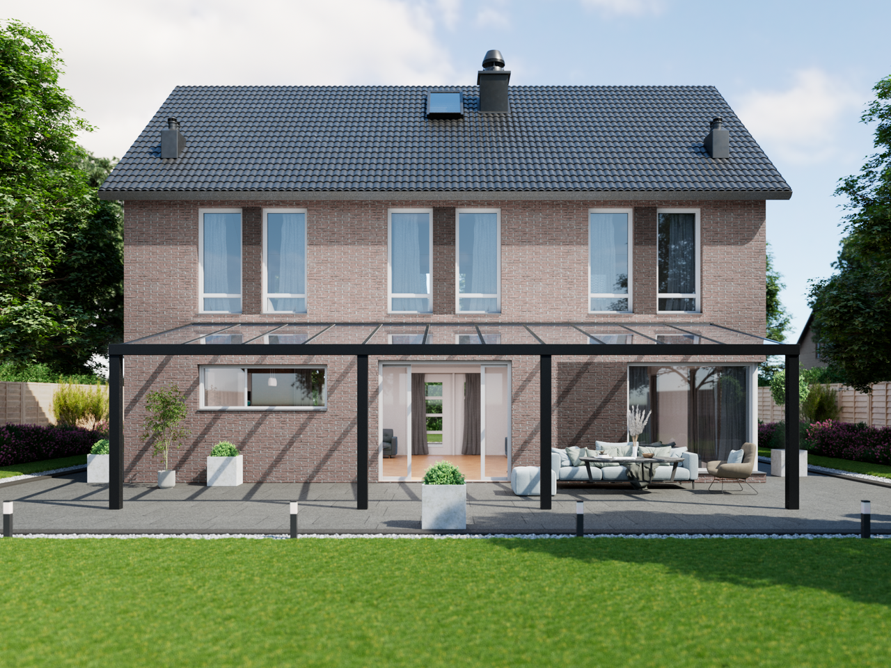 Veranda 11.06 m | Polycarbonaat - Zwart / 2500 mm - KingGlass NL