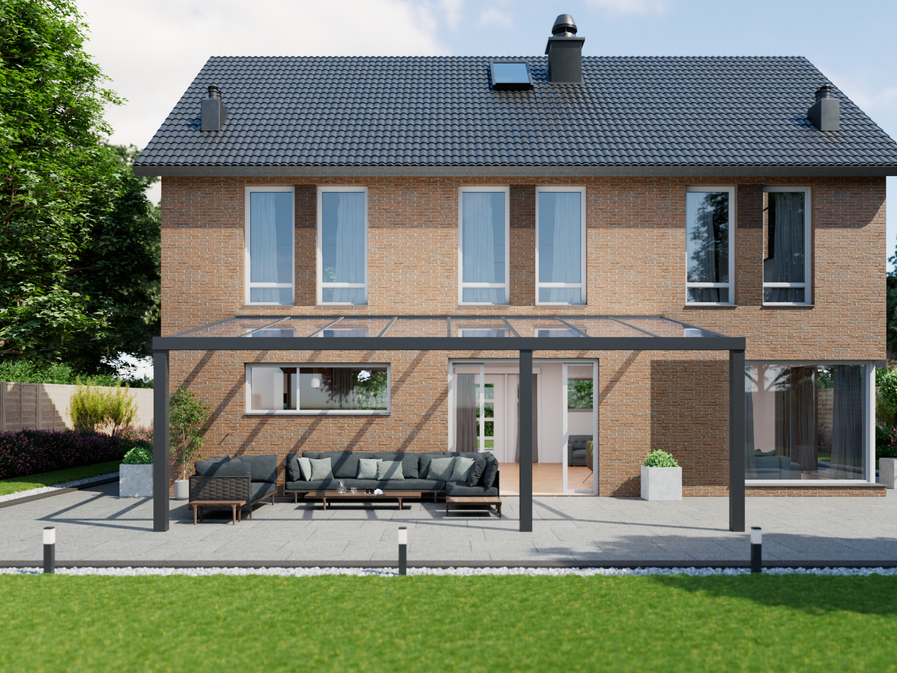 Veranda 8.06 m | Polycarbonaat - Antraciet / 2500 mm - KingGlass NL