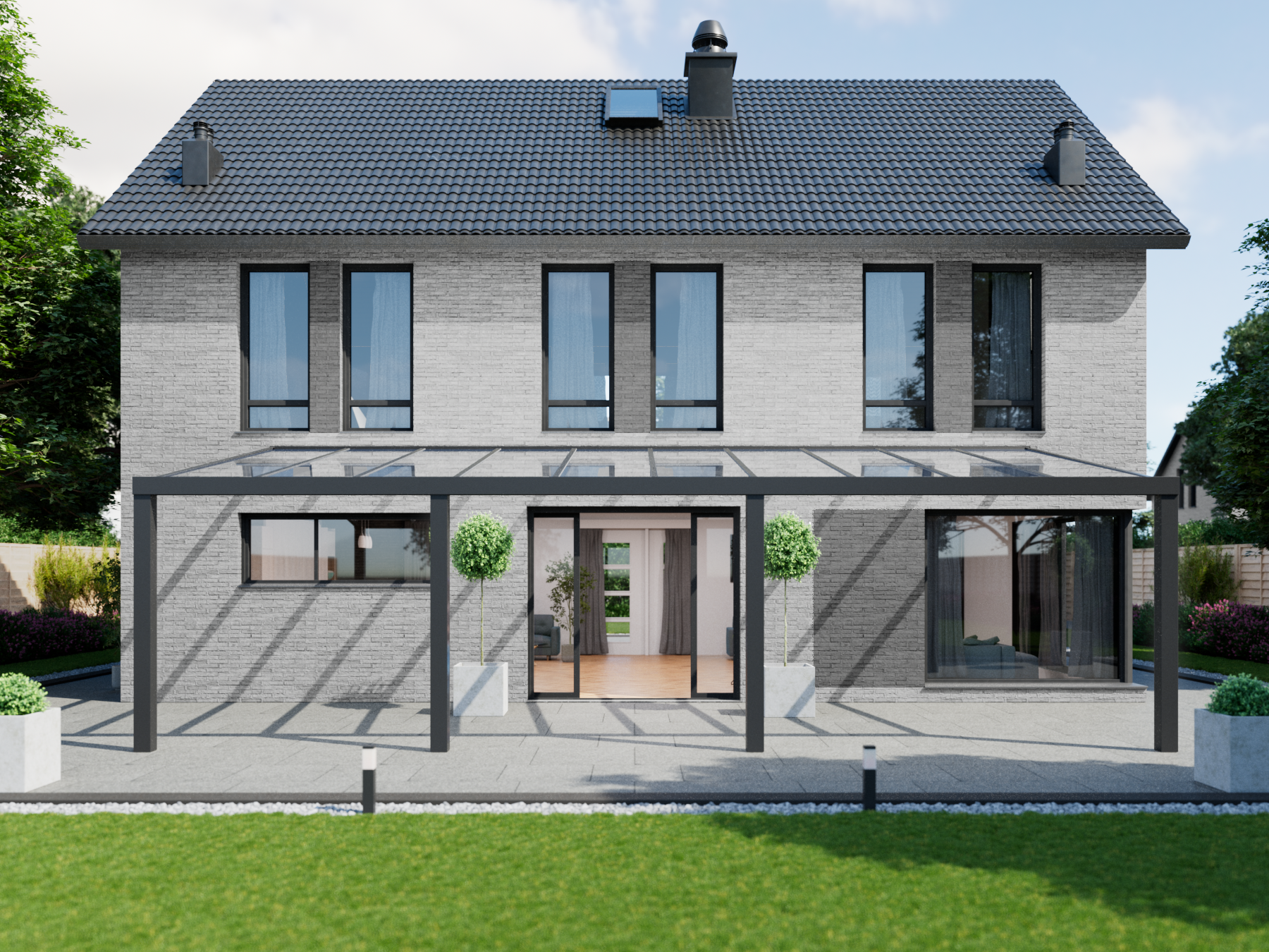 Veranda 10.06 m | Polycarbonaat - Antraciet / 2500 mm - KingGlass NL