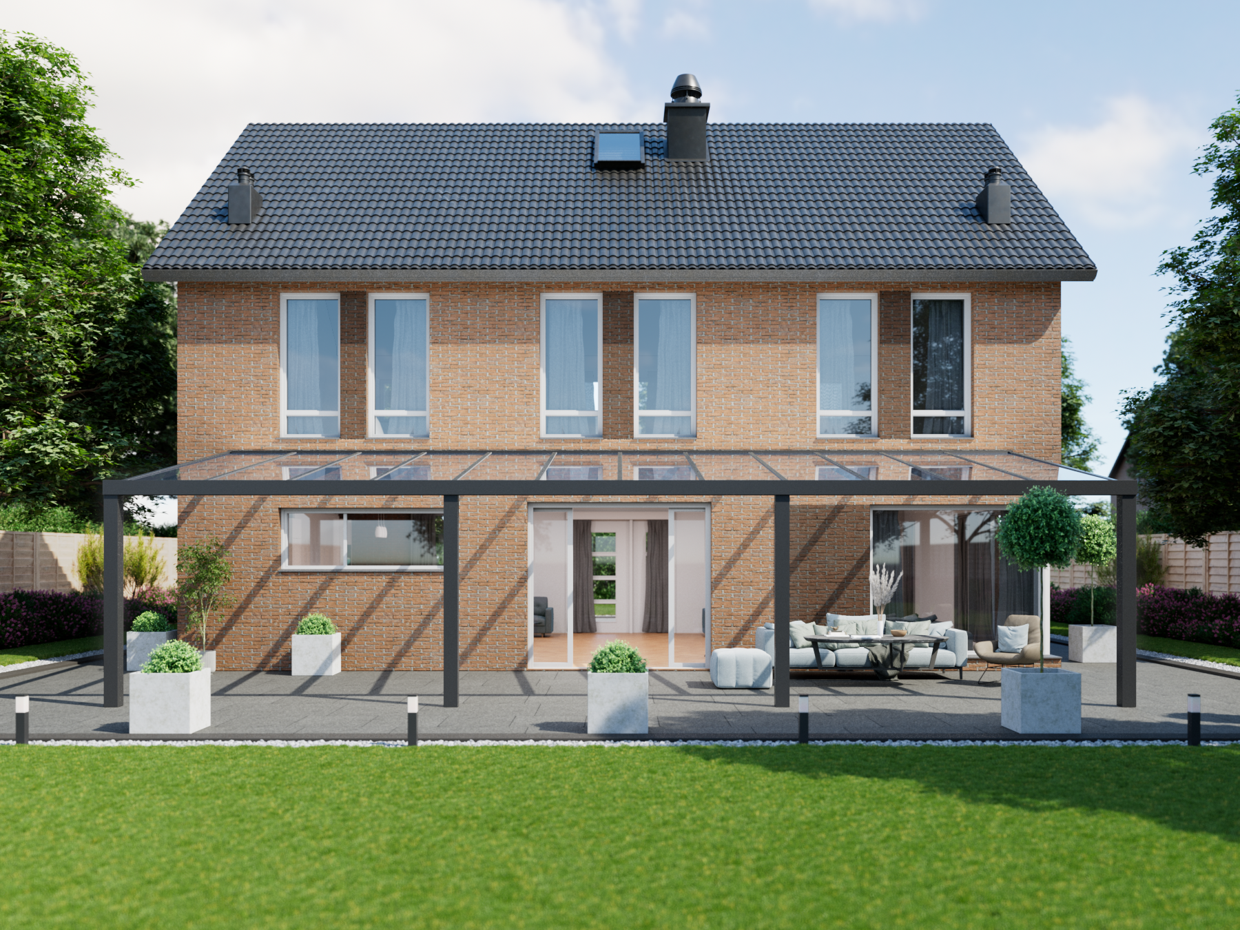 Veranda 12.06 m | Polycarbonaat - Antraciet / 2500 mm - KingGlass NL