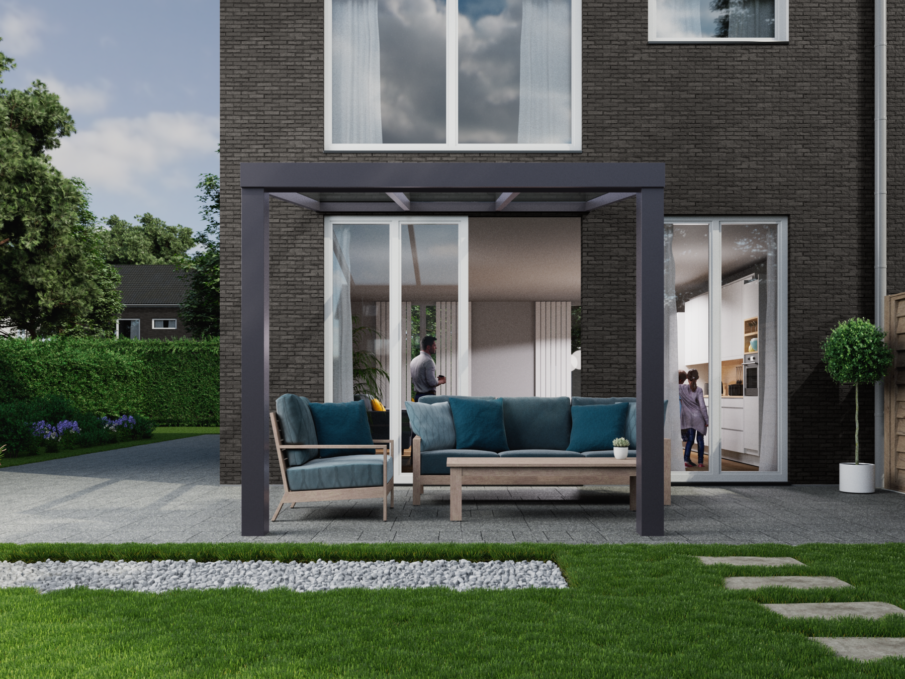 Veranda 3.06 m | Glas - Antraciet / 2500 mm - KingGlass NL