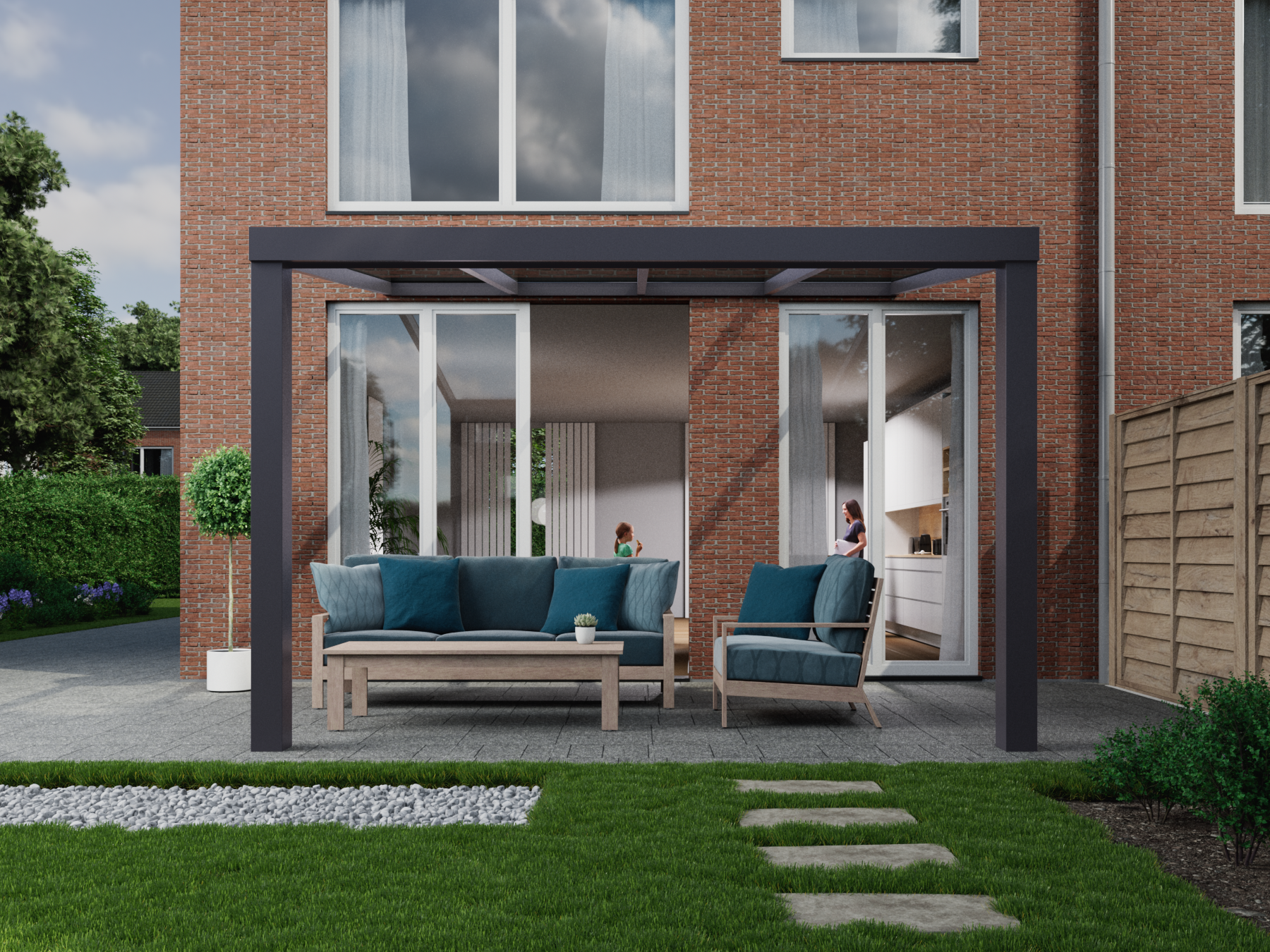 Veranda 4.06 m | Polycarbonaat - Antraciet / 2500 mm - KingGlass NL