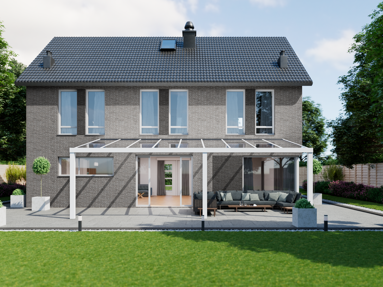Veranda 9.06 m | Polycarbonaat - Wit / 2500 mm - KingGlass NL