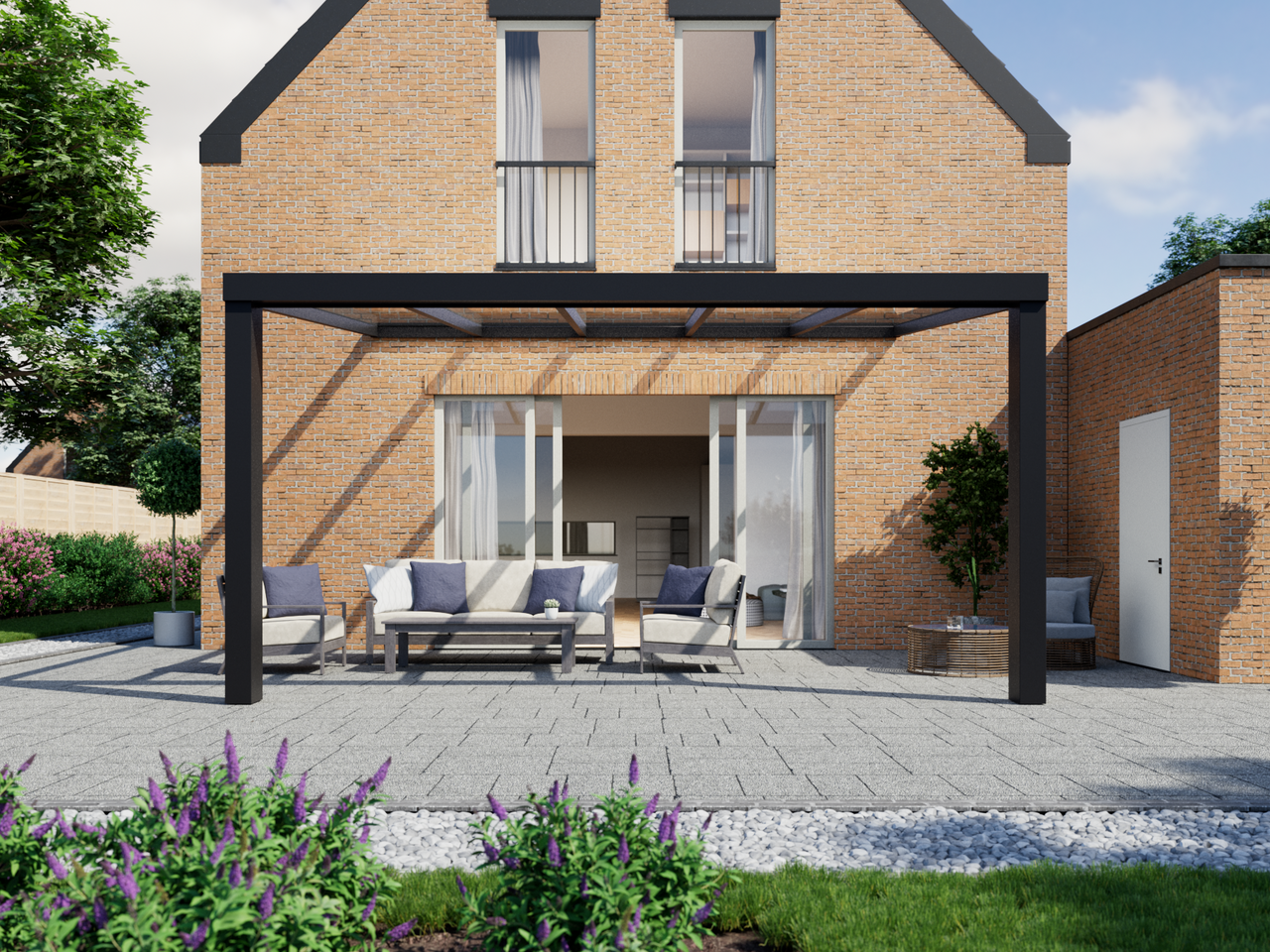 Veranda 5.06 m | Polycarbonaat - Zwart / 2500 mm - KingGlass NL