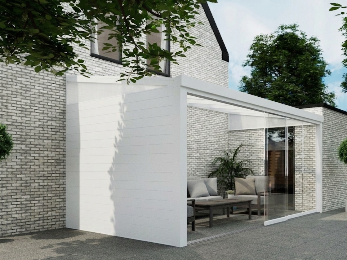 Aluminium Zijwand Met Polycarbonaat Spie - Wit / 2500 mm / 2250 mm - KingGlass NL