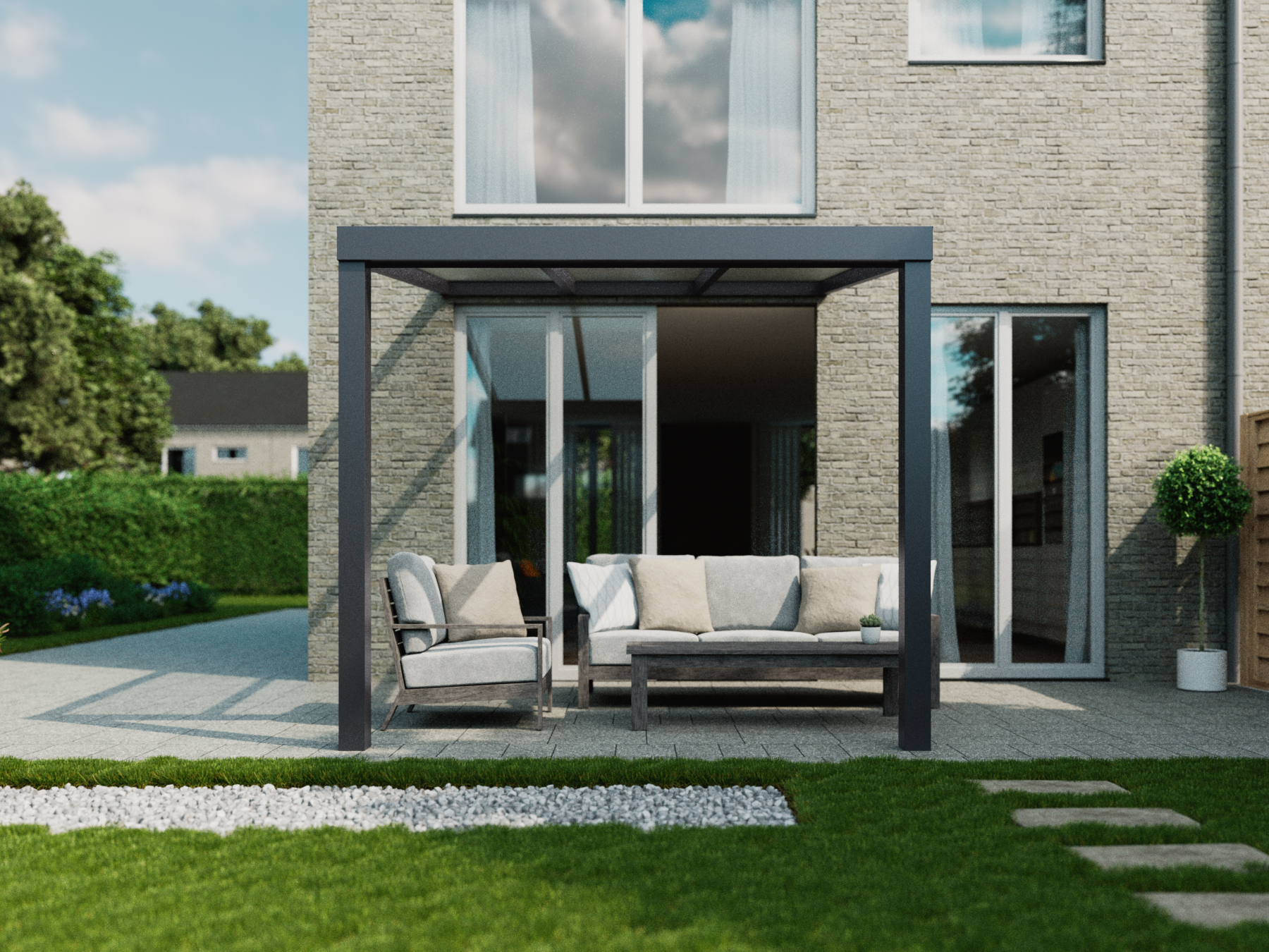Veranda 3.06 m | Polycarbonaat - Antraciet / 2500 mm - KingGlass NL