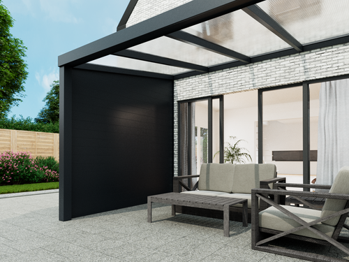 Aluminium Zijwand - Zwart / 2500 mm / 2100 mm - KingGlass NL